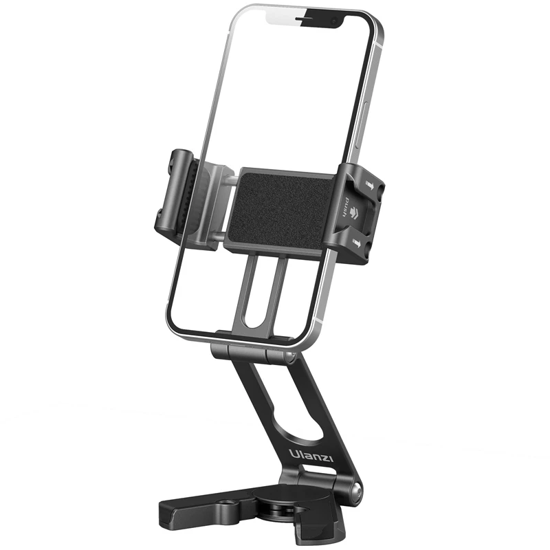 

VIJIM Ulanzi HP004 Metal Foldable Smartphone Holder Mount for Tripod 360° Rotatable With Cold Shoe 1/4'' Screw for Mic Led Video