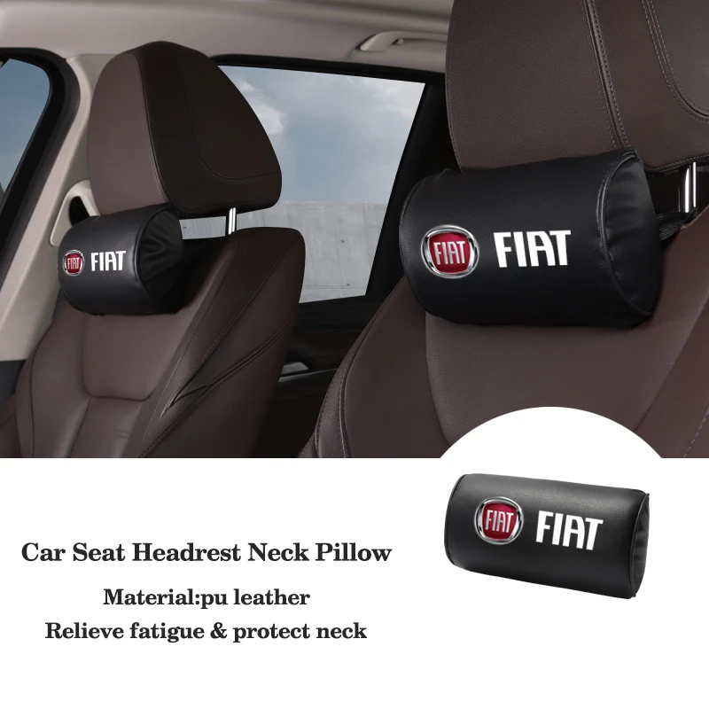Fiat Autositz-Kopfstütze Nackenkissen aus PU-Leder für Abarth 500e Panda Tipo FR Argo Freemont Viaggio Bravo Punto Doblo Pulse Stilo