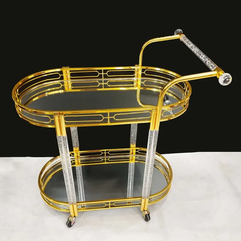 Source Factory Light Retro Wrought Iron Acrylic Plastic Food Serving Cart for Restaurant KTV Meal Delivery