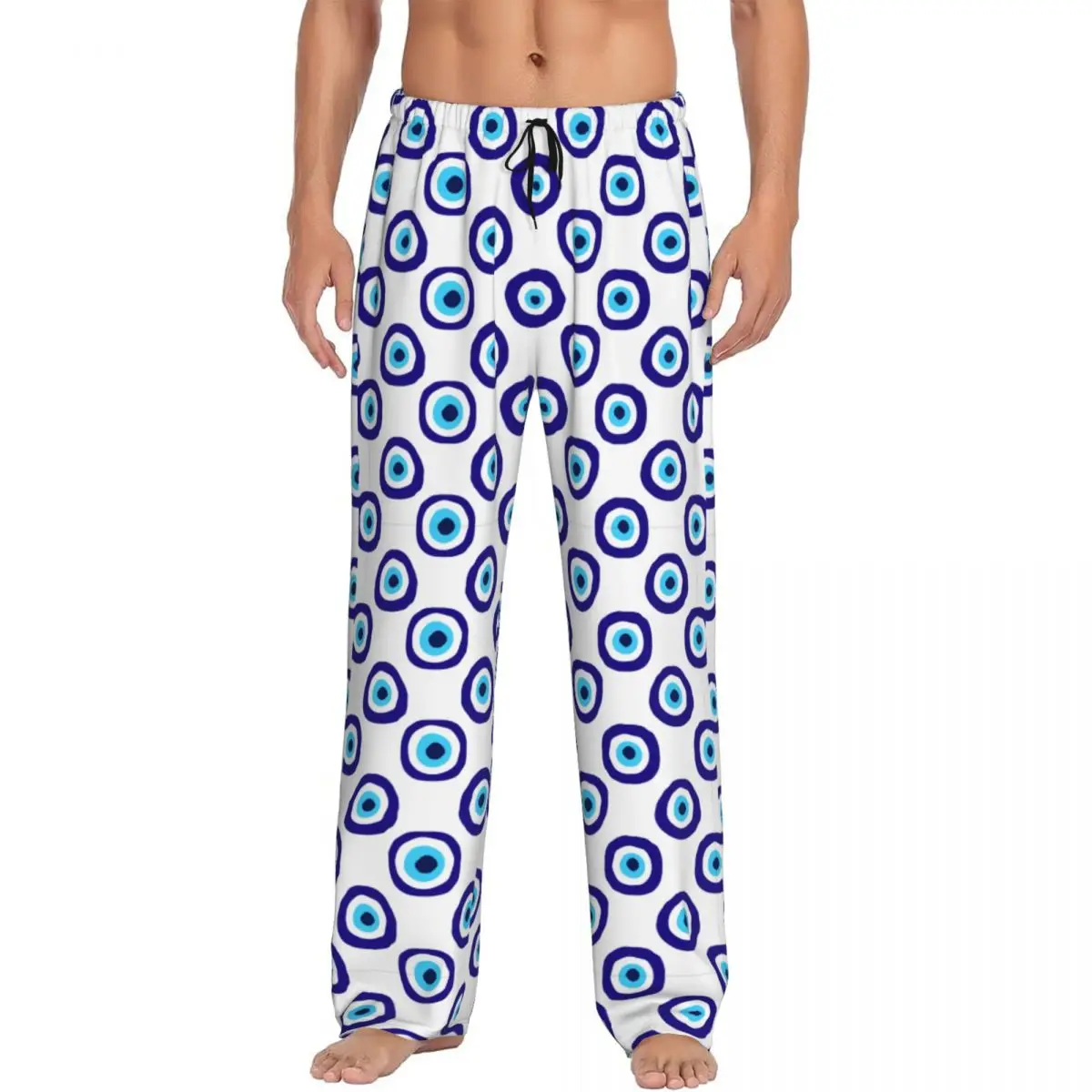 

Custom Turkey Evil Eye Symbol Nazar Amulet Pajama Pants Sleepwear Men's Elastic Waistband Sleep Lounge Bottoms with Pockets