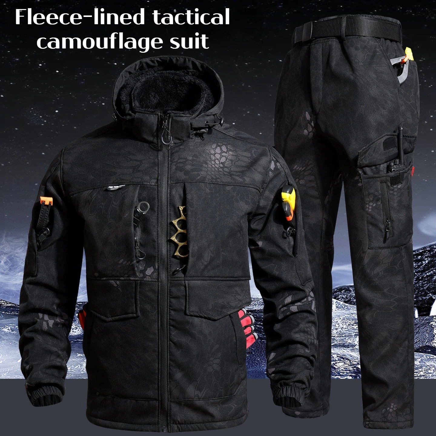 2025 New Tactical Camouflage Work Clothes for Men Windproof and Warm Outdoor Labor Protection Set Winter Work Clothes Sports Man