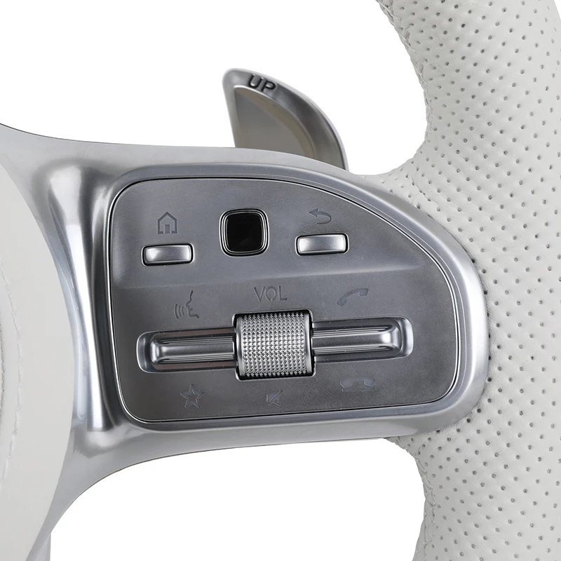 Nachrüstbares Upgrade: Weißes Sportlenkrad aus Vollleder für E-Klasse W204 W205 W167 W213 W222 W207 W212 CLA W176 W213 – Detail 4
