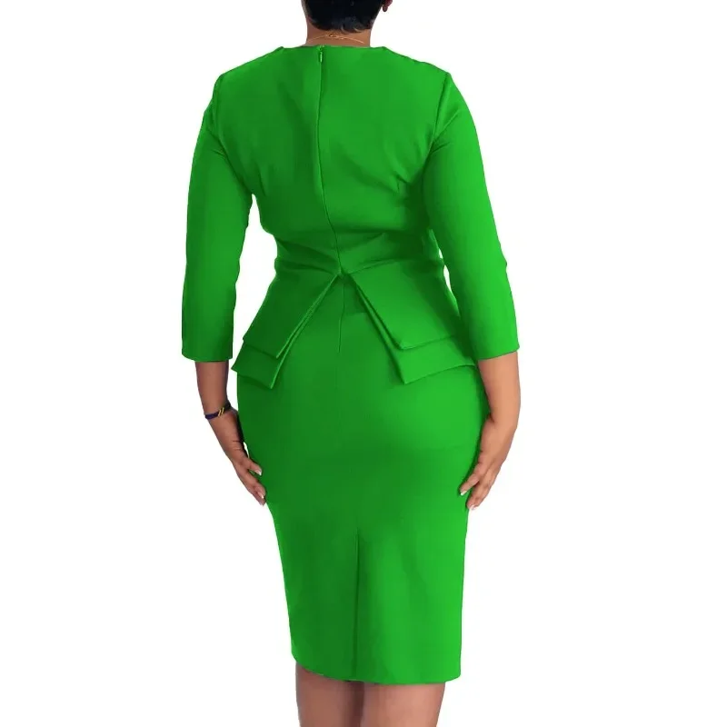 3xl plus size Sommer Herbst Frauen elegante Büro Midi Kleider Damen Bodycon O-Neck Mode sexy Arbeit Bleistift kleid