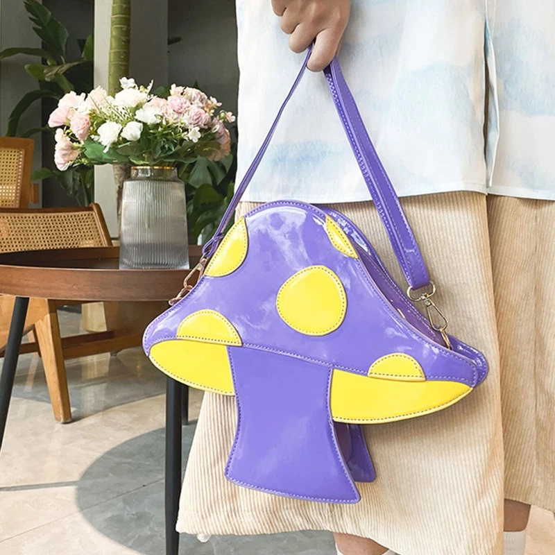 Women Mushroom PU Leather Shoulder Crossbody Bag Tote Lady Satchel Purse Dropship