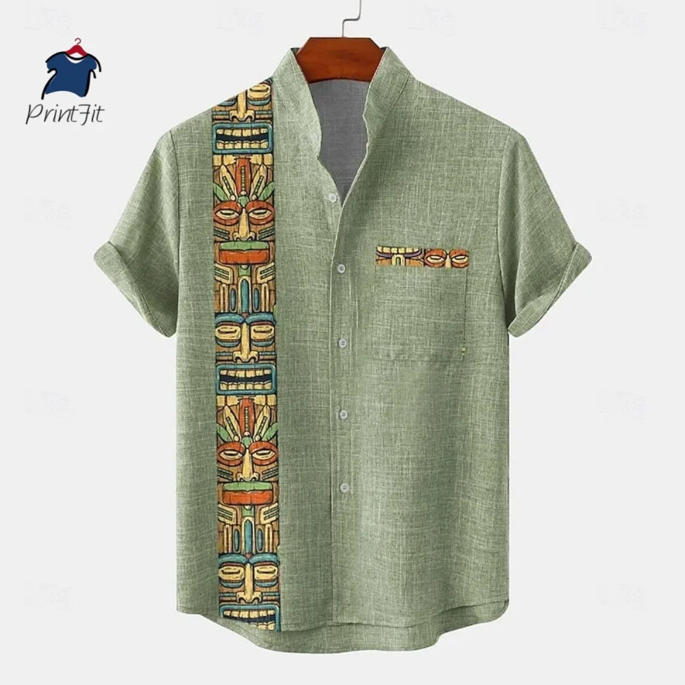 2025 New Men's 3D Casual Shirt Hawaiian Shirt Men's Summer Casual Short Sleeved Shirt Men's Clothing Breathable Shirt