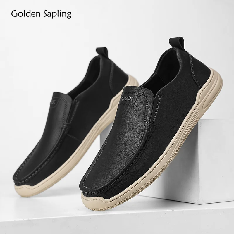 Golden Sapling Office Men's Casual Shoes Genuine Leather Retro Loafers for Men Leisure Party Moccasins Classics Business Flats