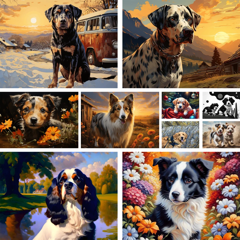 Animal Pet Dog Paint By Number 20x30 Acrylic Paint Stickers & Posters Crafts Kits For Adults Wall Decor Mother's Gift 2023 HOT