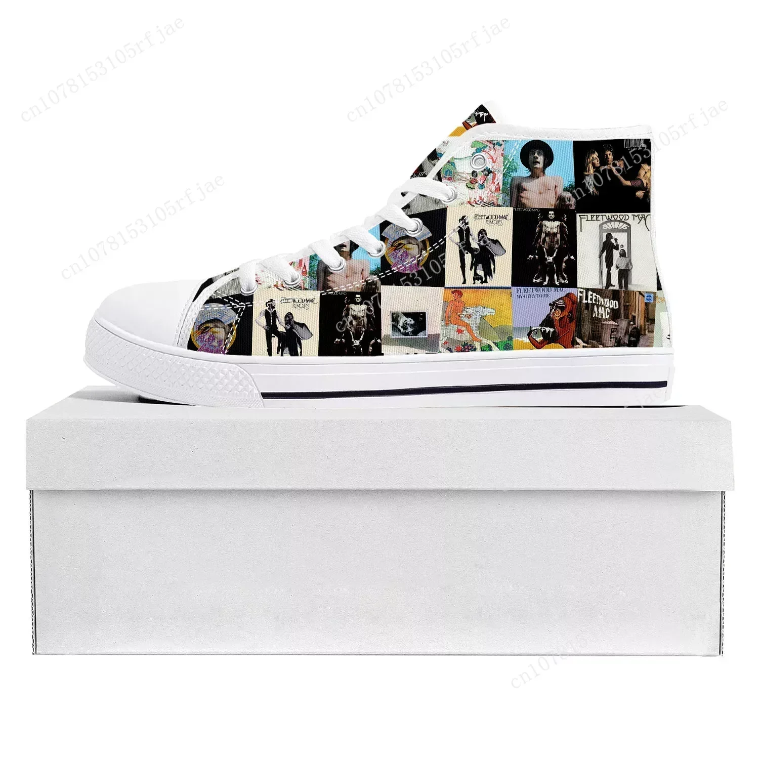Fleetwood Mac Pop Rock Band High Top High Quality Sneakers Mens Womens Teenager Canvas Sneaker Couple Shoe Custom Shoe White
