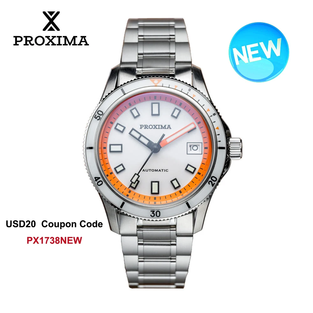 Proxima PX1738 Luxury Men Watch Enamel Dial Full Luminous 39mm Dive Watch NH35 Automatic Mechanical Waterproof 100m 2025 New