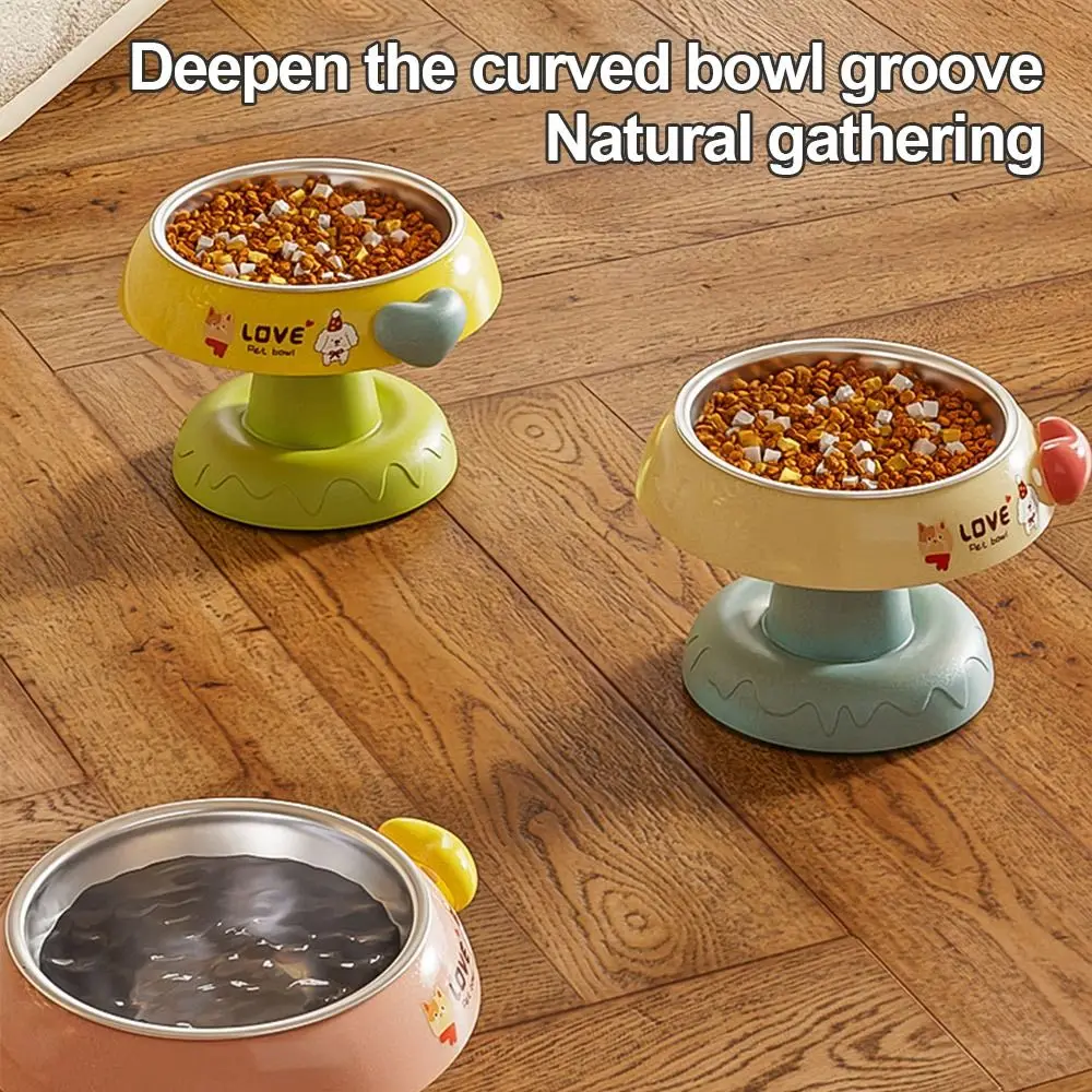 Durable Stainless Steel Cat Bowls Elevated Non-slip Cat Water Bowl Drop Resistant Detachable Dog Bowls Pet Supplies