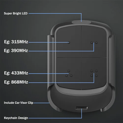 Imagen 2 del producto Duplicador de Control remoto para puerta de garaje multifrecuencia, 280MHz-868MHz, clon de Control electrónico para puerta, grabador de código Variable con Clip