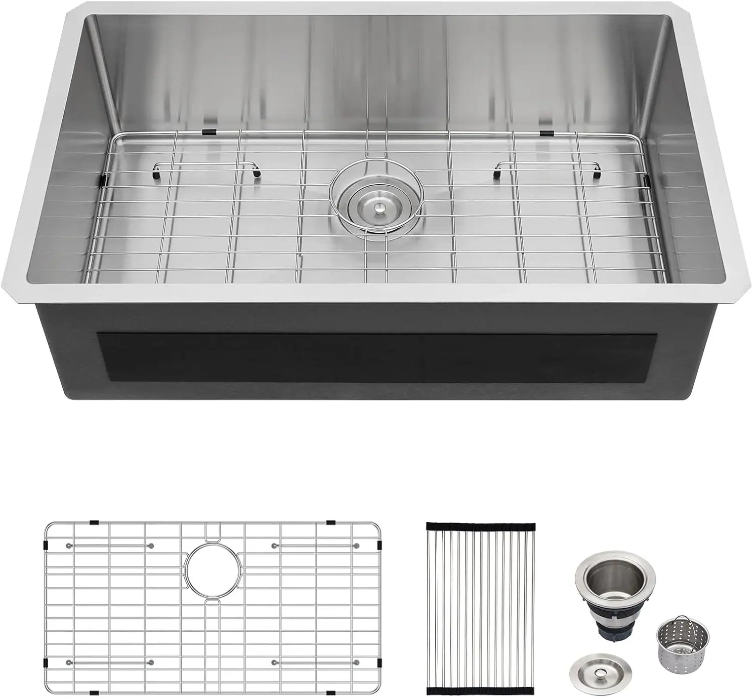 Kitchen Sink - 36x19 In Handmade Undermount Sink Stainless Steel Kitchen Sink 16 Gauge Single Bowl Kit