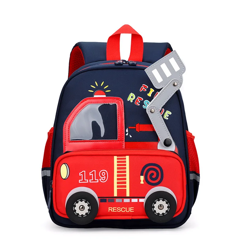 3-6 Year toddler backpack The babys shoulders preschool backpack Childrensfavorite fire truck cartoon style toddler backpack boy