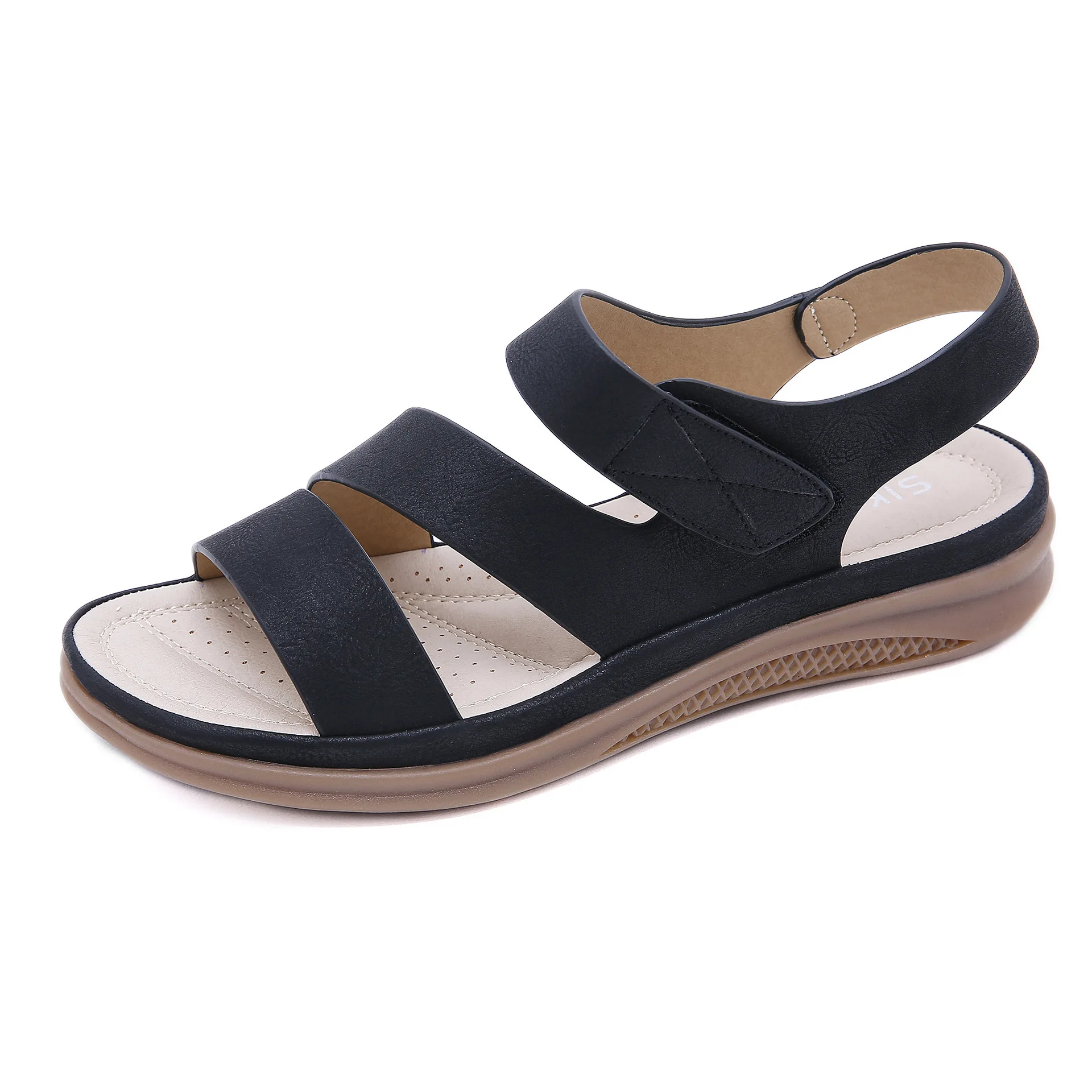 SIKETU-Sandalias de tacón plano de estilo coreano para mujer, zapatos informales de cuña Retro con gancho y correa cruzada, talla grande