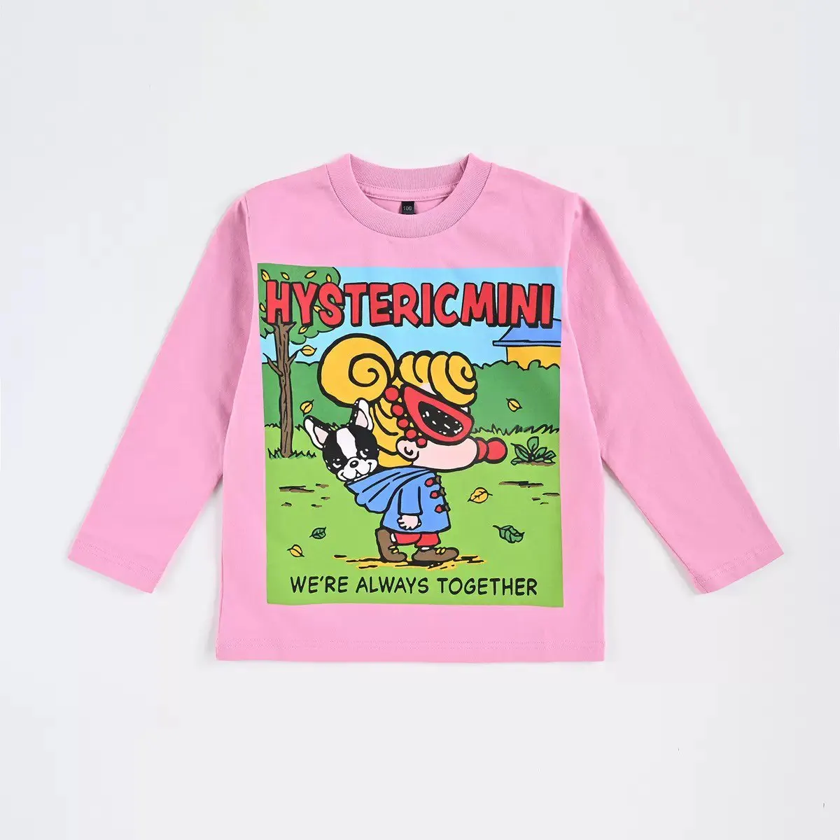 

Autumn Girl's Cute Japanese Long Sleeve T-Shirt Adorable Cartoon Cotton Top with Pacifier French Bulldog Design Children Clothes