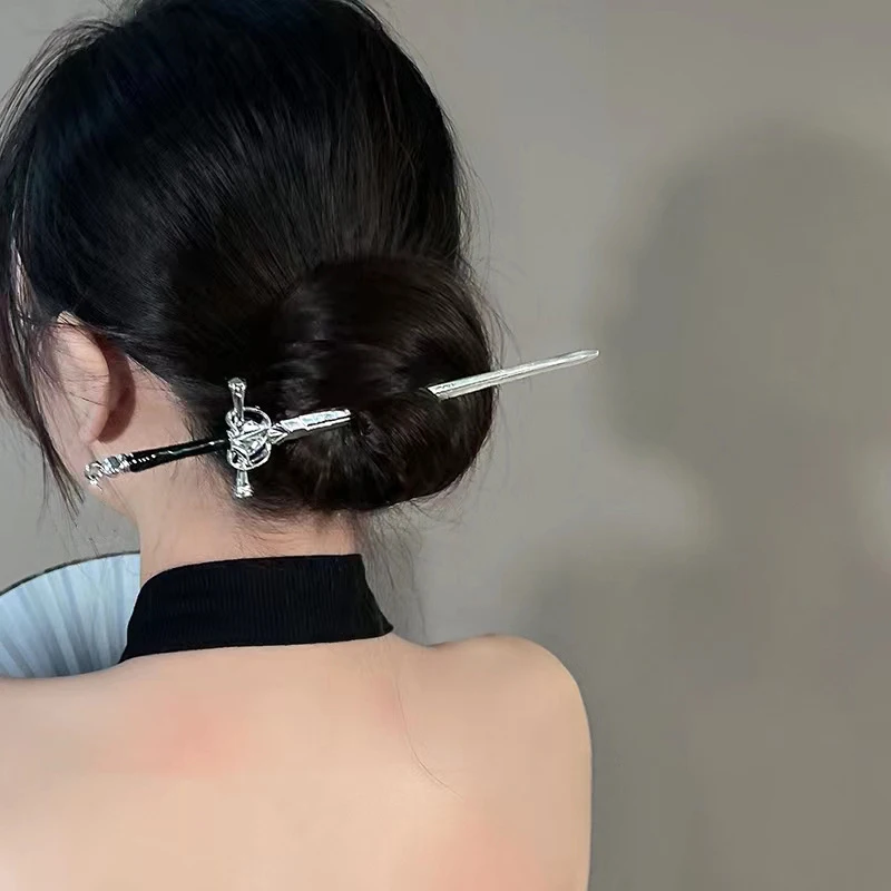New Punk Metal Sword Hairpin Chinese Style Simple Hair Sticks for Women Diy Hairstyle Design Tools Accessories Dropshipping image 3