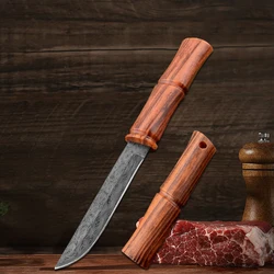 Damascus Pattern Utility Knife Kitchen Paring Knives Stainless Steel Cleaver Barbecue Cutting Fishing Knife Chef Cooking Tools