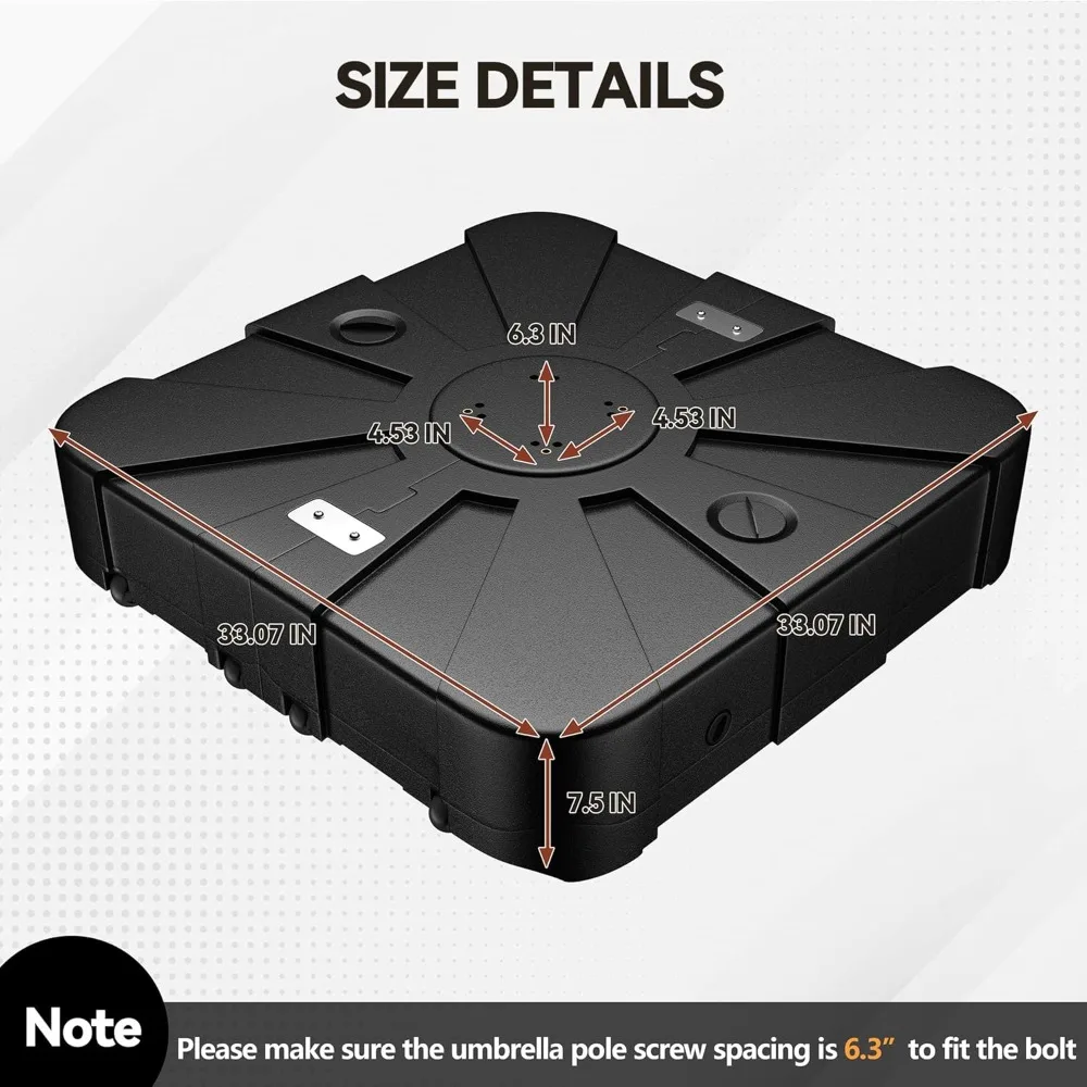 

Cantilever Umbrella Base with Wheels 308 Lbs Water & Sand Filled Umbrella Weighted Base for Offset Patio Umbrella, Customized