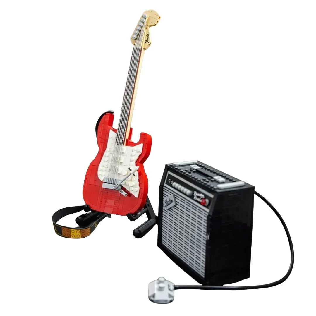 

1074pcs Creative Black Or Red 1970s Fender Stratocaster Guitar Building Blocks Assembly Building Blocks Toy Gift For Adults