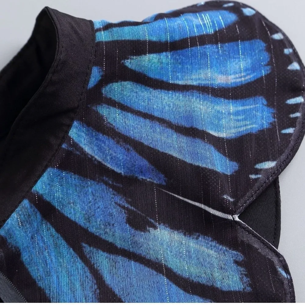 Butterfly Wing Design Fake Collar Shawl Blue Color Lightweight Fabric Cosplay Costume Collar Removable Collar Photo Shoot Prop