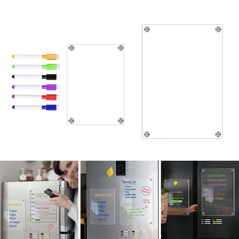 Clear Acrylic Magnetic Calendar Fridge Calendar Message Board Monthly Weekly Calendar Reusable Magnetic Dry Erase Board For Home