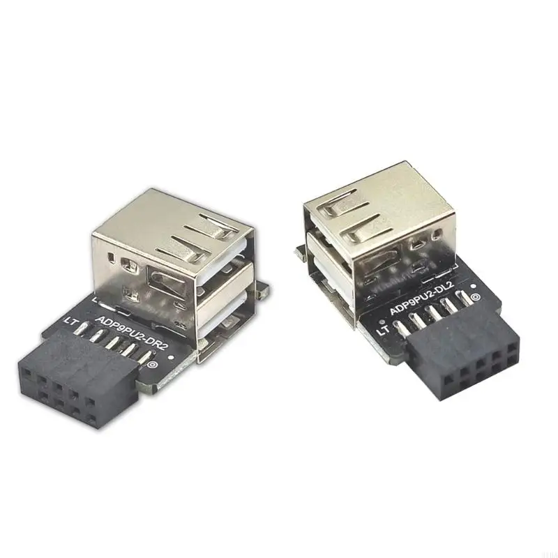 31BA 9Pin to 2 Port USB Adapter Connector Riser Internal Motherboard 9pin Female to Dual USB2.0 Female Adapter for USB Device