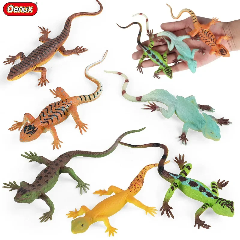 Amphibian Reptile Simulated Insect Model Halloween Trick Toy Decoration Grass Lizard Leopard-gecko Plastic Animal Figurines Toys