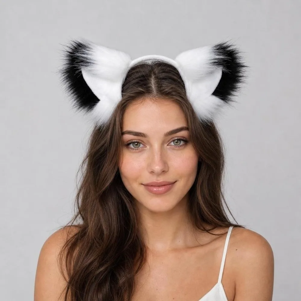 Multicolor Faux Fur Cat Ears Flexible Lightweight Cosplay Ears Hair Hoop Fluffy Realistic Texture Comfortable Animal Headband