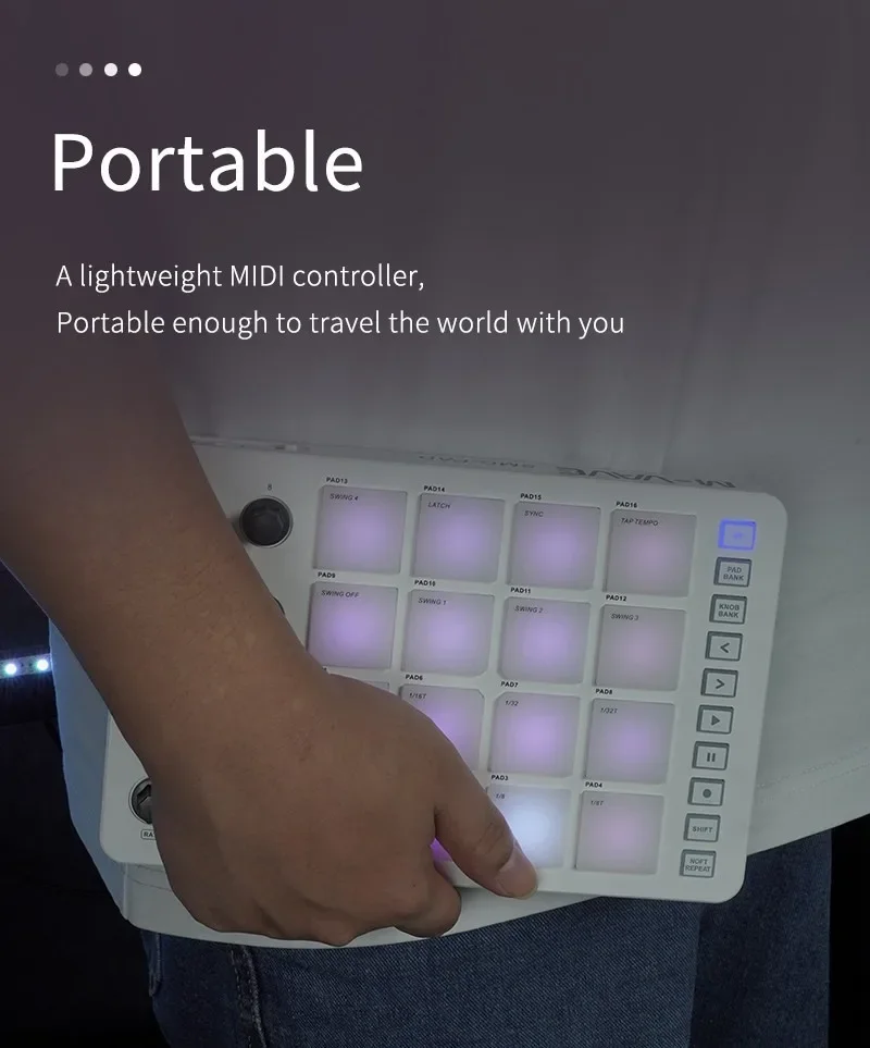 M-VAVE SMC-PAD LaunchPad  USB-C and portable design Wireless MIDI Controller Suitable for beginners