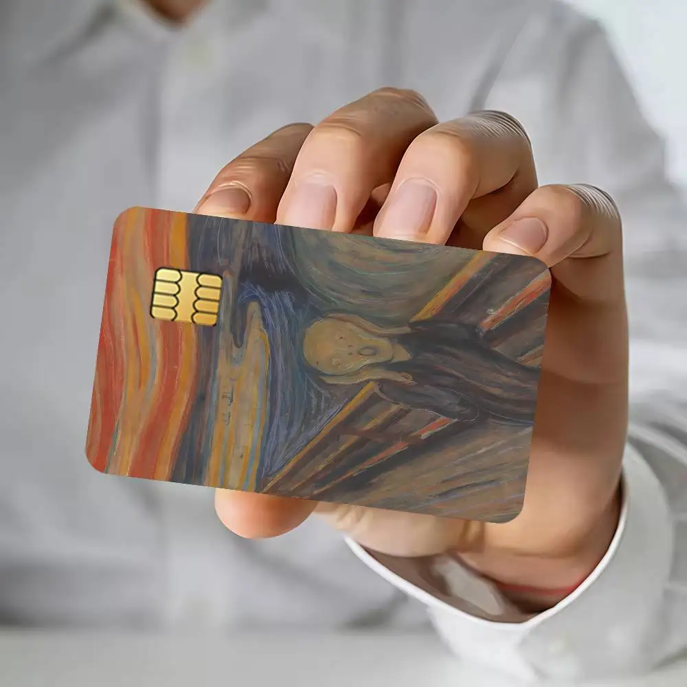 The Scream Credit Card Public Transportation Cards Sticker Waterproof Card Face Decoration 4PCS