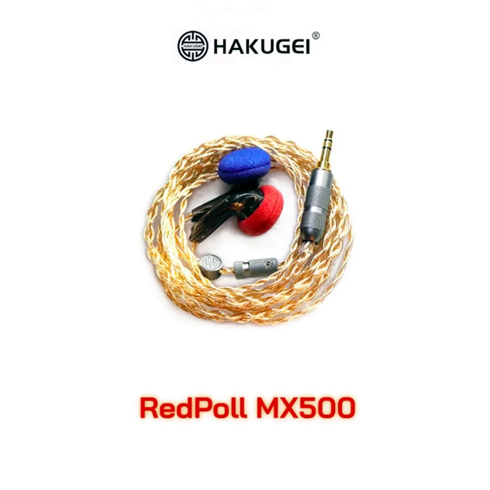 

HAKUGEI Redpoll Hi-end MX500 In-ear earphone 15mm Flat Head Earbuds 3.5mm Type-c DAC Lightning C100 Hifi music Earplugs