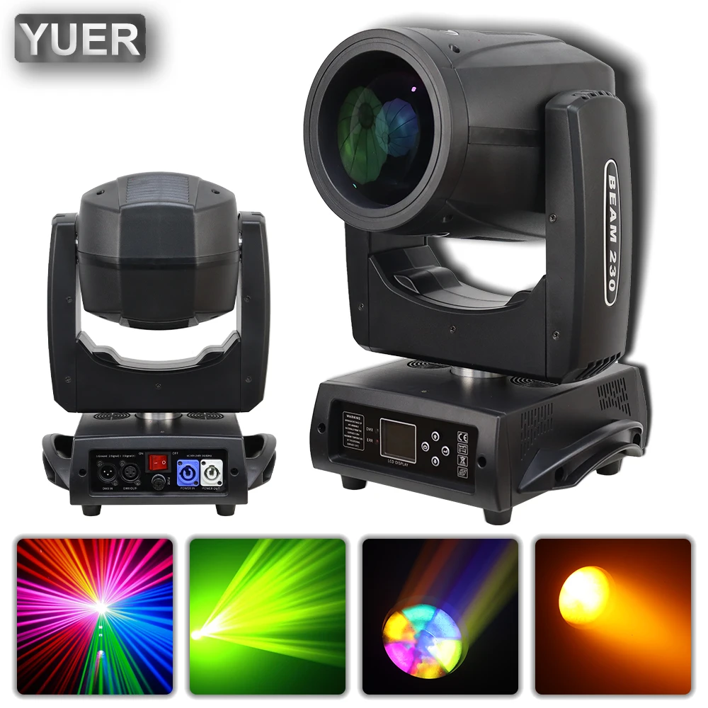 YUER 230W 7R Beam 0SRAM Moving Head Lighting Professional Stage Equipment DJ Projector Disco Ball Party Stage DMX512 16/20CH