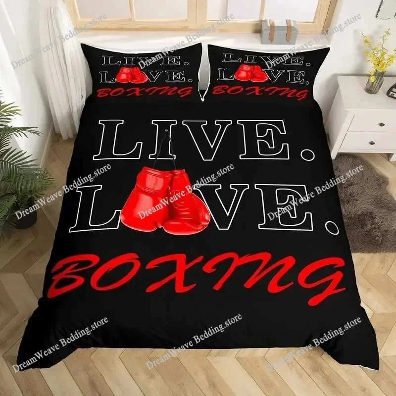 

Boxing Sport Duvet Cover Set King Queen Fashion Polyester Bedding Set Yellow Fire Print Comforter Cover Microfiber Quilt Cover
