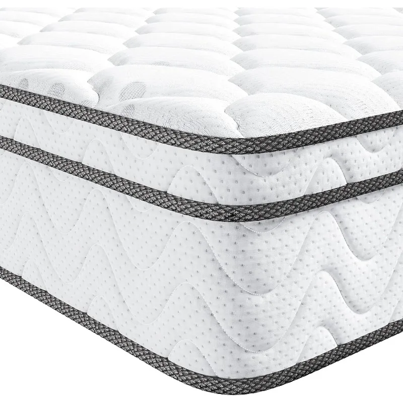 Vesgantti King Size Mattress, 12 Inch Hybrid King Mattress in a Box, Gel Memory Foam and Pocket Coils Innerpring Mattresses