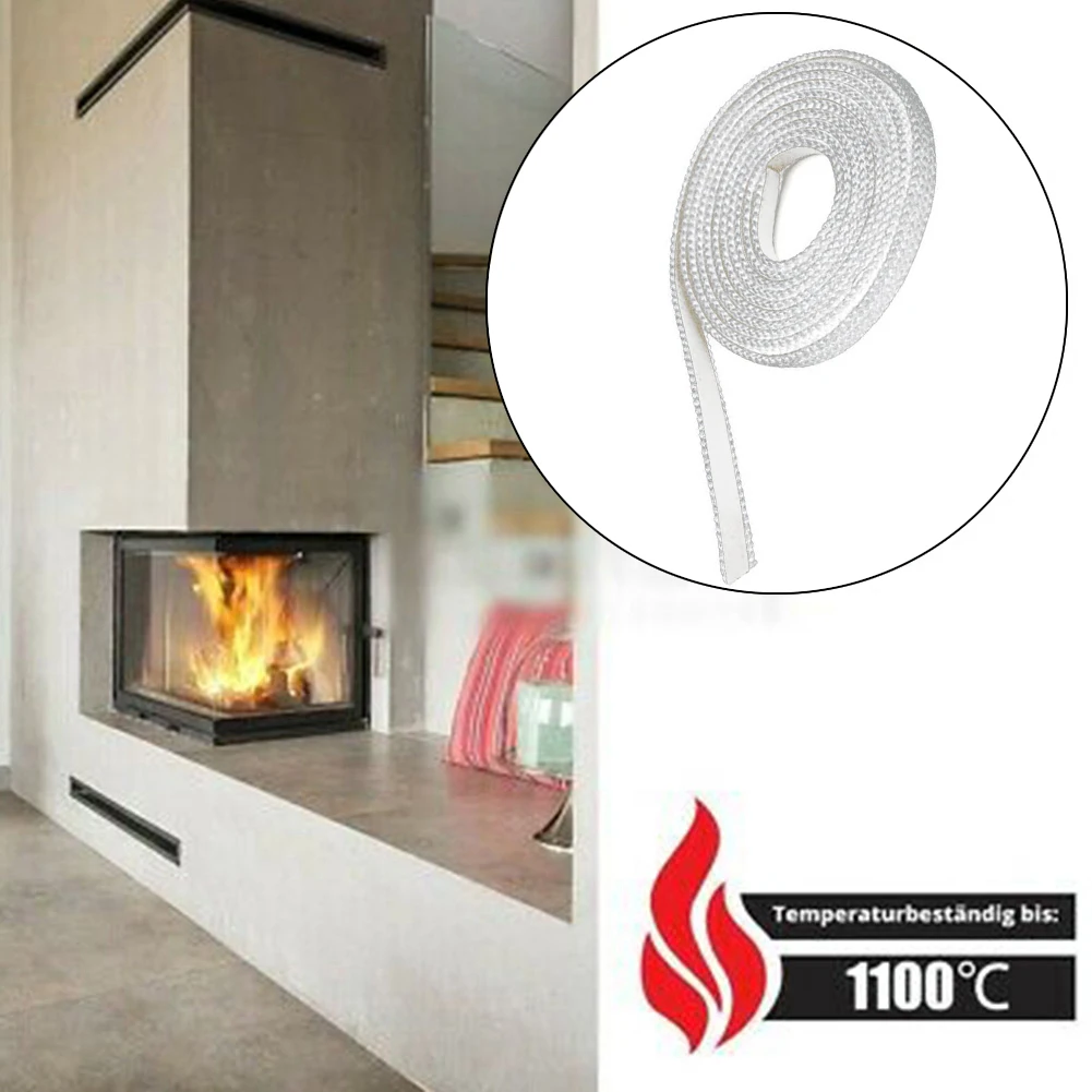 Industrial Grade Gasket for Pellet Stove 15x3mm Flat Rope Seal Made of Fiberglass for Oven Door and Furnace Applications
