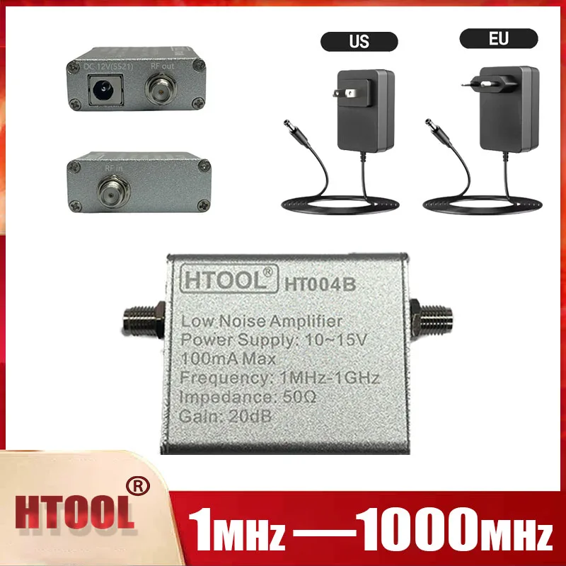 Htotol hf Amplificador Digital de Ruído Ultra Baixo Alto Ganho Pré-rf Receptor Sdr Lna Módulo Amplificador com Fonte de Alimentação Ht004b