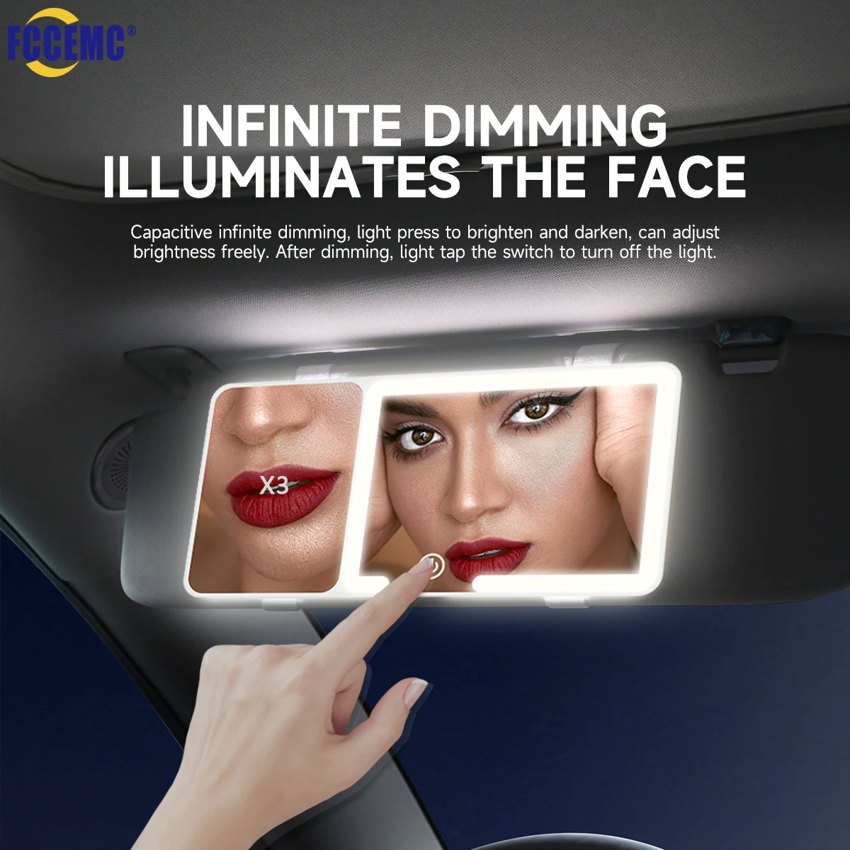 Auto-Sonnenblende, Make-up-Spiegel mit Lupe, Touchscreen, einstellbare Helligkeit, LED-HD-Kosmetikspiegel für Frauen, Mädchen, Damen