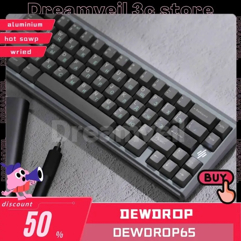 

Dewdrop65 Gamer Mechanical Keyboard 2mode Wired Keyboard hot sawp aluminium E-Sports Keyboard Hot Swap Gaming Keyboards Gifts