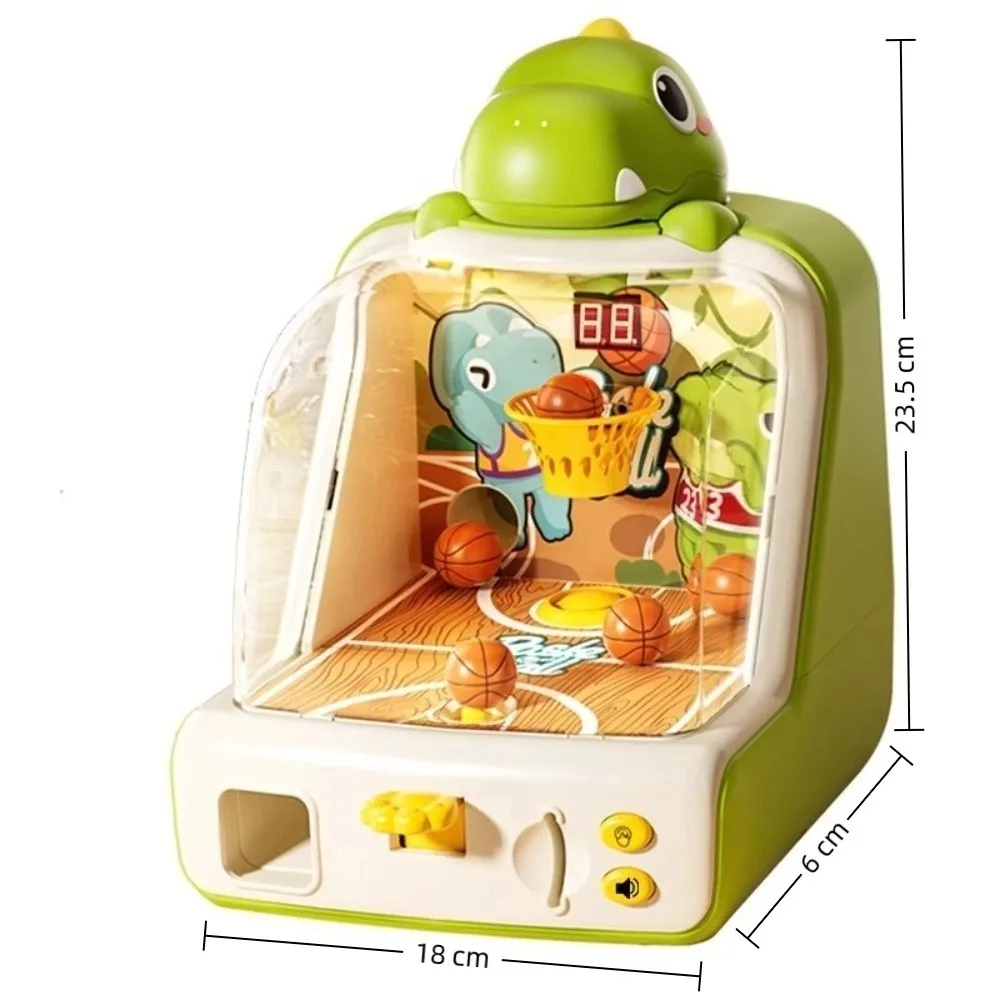 손과 눈의 협응력 향상을 위한 농구 기계, 작은 공룡 그린 코인 작동식 농구 슈팅 기계
