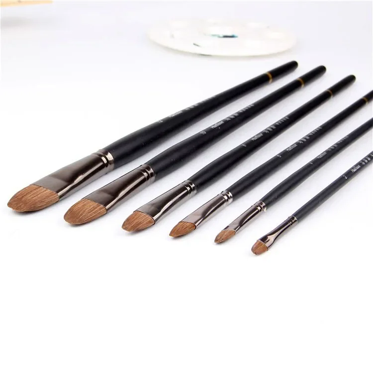 6pcs/Set Manet high-grade Horsehair brush tongue peak row pen acrylic painting pen artist oil painting brushes art supplies