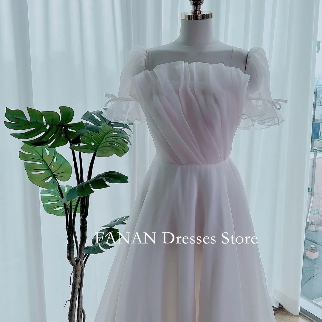 FANAN Elegant A-Line Korea Ivory Organza Wedding Dresses 웨딩드레스 Square Neck Simple Custom Made Pretty Bride Gowns Plus Size