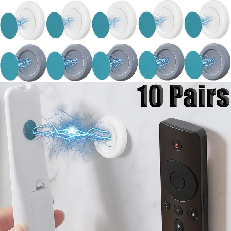 10Pairs Magnetic Remote Control Holder Anti-Lost Wall Mount Magnet Hooks Fridge Sticker Storage Holder Home Decor Organizer Hook