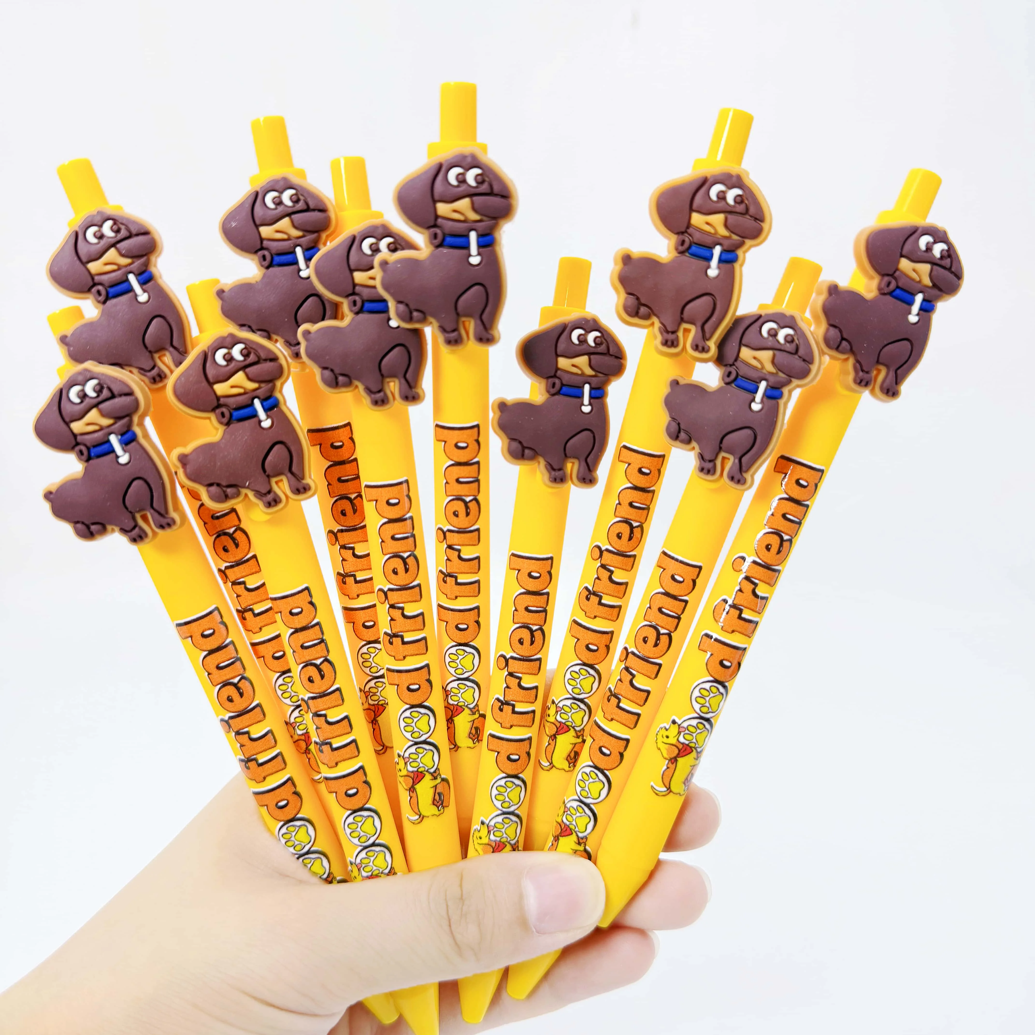 

9 шт./18 шт., шариковая ручка с желтой колбасой, собачья тема, шариковая ручка для пресса, студенческая подпись, подарочная ручка, черная быстросохнущая ручка