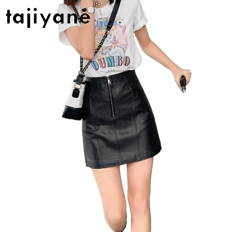 

TAJIYANE Real Sheepskin Women's Skirts Elegant Fall Clothes 2024 Women Genuine Leather Skirt Korean Fashion Black Skirt юбка