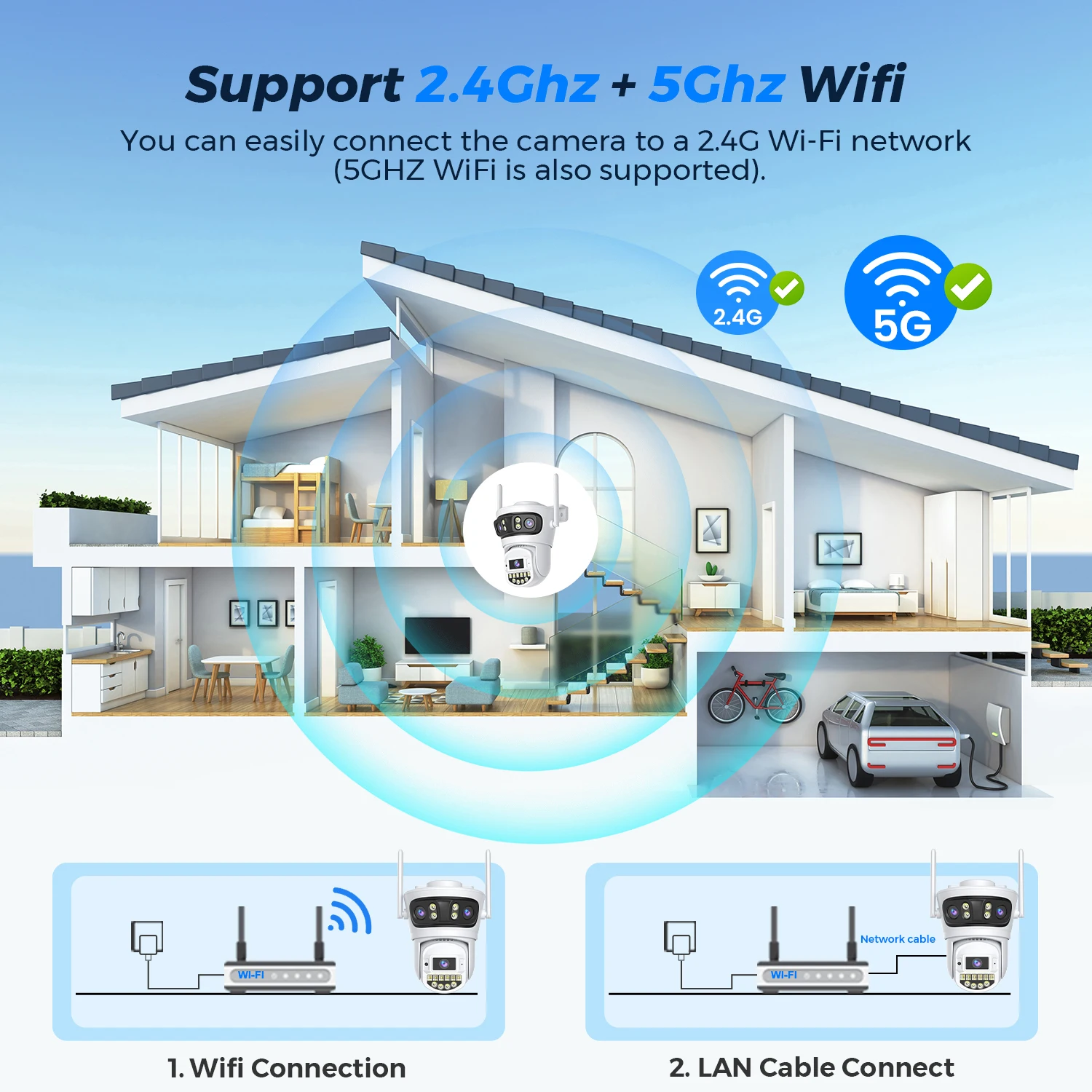 Imagem -05 - Wifi Câmera ao ar Livre Três Lentes Três Telas Câmera de Vigilância de Vídeo 2.4g 5g Visão Noturna Detecção Humana Câmera de Segurança 15mp 8k