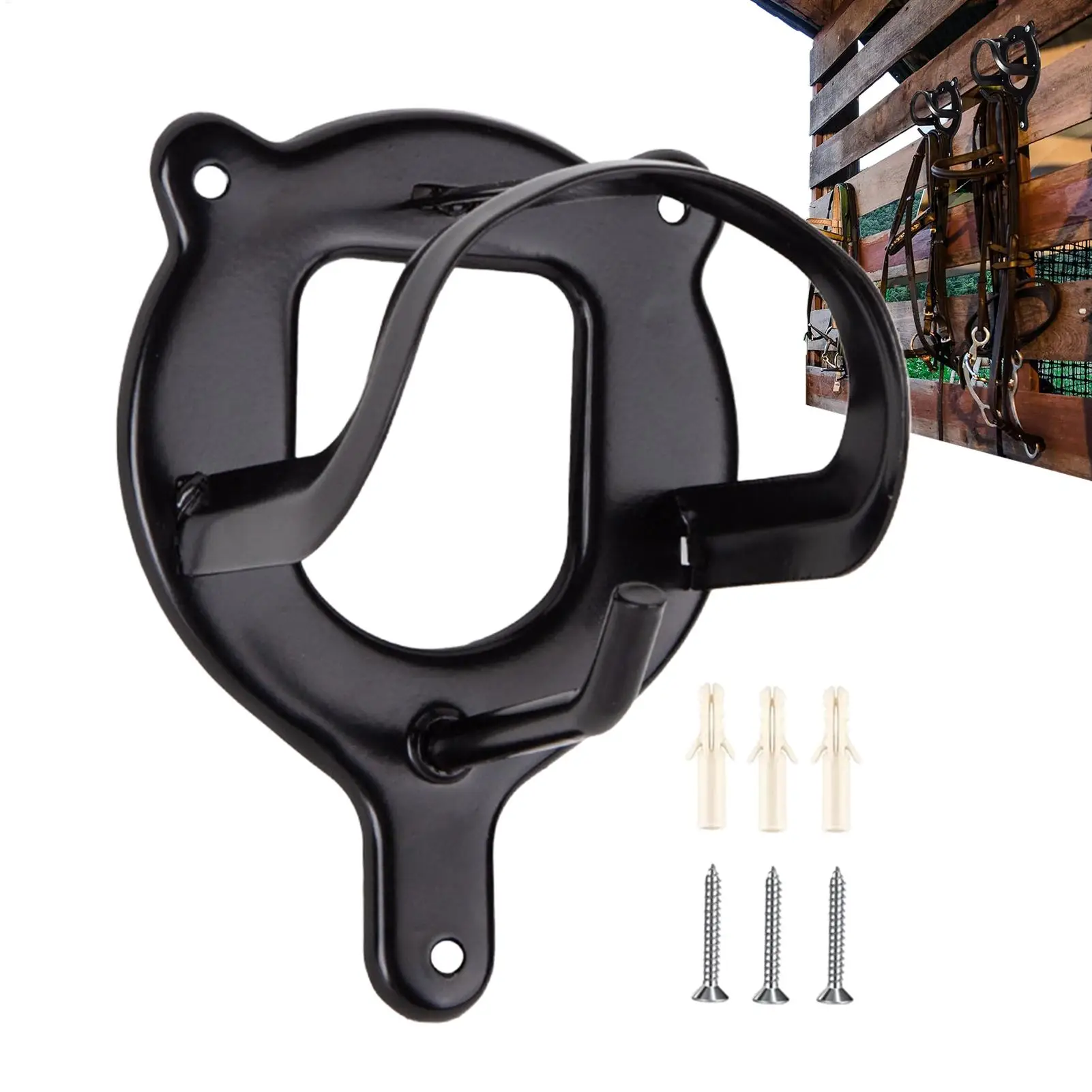 Estante para bridas de caballo, soporte para bridas, ganchos para bridas, almacenamiento de aparejos de caballo, colgador Halter, soporte para bridas de Metal con tubos y tornillo para granero