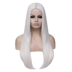 White Synthetic Wig Women's Long Straight Middle Part Wig Cosplay Costume Full Wig Party Wigs Heat Resistant Synthetic Hair