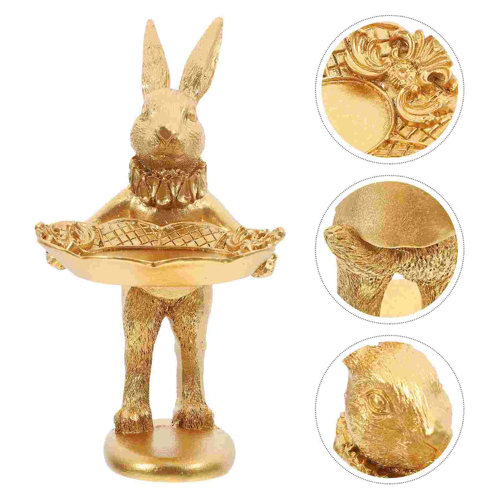 Rabbit Ornament Retro Decor Adorable Bunny Model Mini Decorative Adornment Resin Jewelry Stand Holder