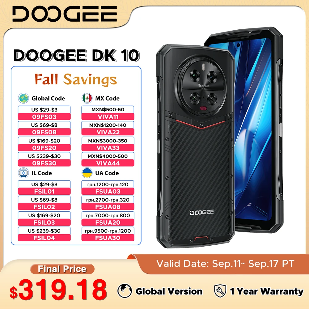 

Смартфон DOOGEE DK 10 защищенный, 6,67 дюйма, 120 Гц, 2K AMOLED, 12 + 512 ГБ