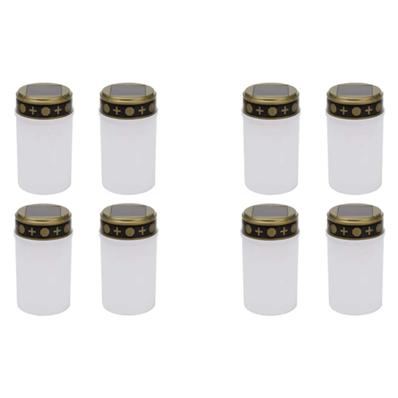 White Grave Candle For Cemetery Grave Solar Lights With Lighting LED Grave Light 8Pcs